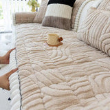 Thicken Plush Sofa Cover Winter Warm Non-slip Straight Couch Cushion Protector Cream Style Couch Slipcovers for Living Room