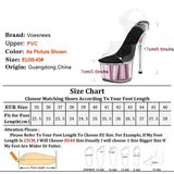 Women’s 17 CM Transparent Crystal High Heels – Holographic PVC Clear Thin Heel Sandals for Parties, Stage, and Summer Events