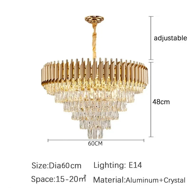 Creative Luxury Crystal Chandelier Rectangular Restaurant Pendant Lights Modern LED Living Room Lamp Lustre Home Elegant Fixture
