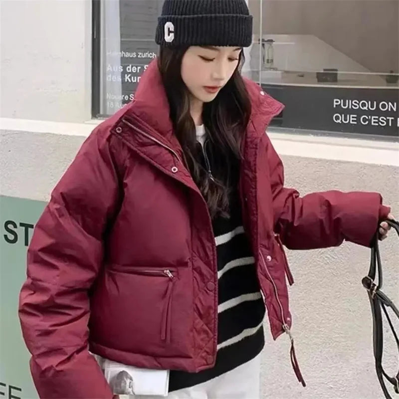 Women’s Lightweight Puffer Jacket – Spring & Autumn Short Bread Coat Down Cotton Parka Outerwear