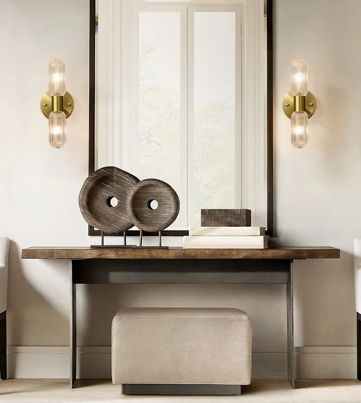 LED Bedroom Wall Lamp Wall Sconces Copper Line Pipe Acrylic Lampshade Indoor Lighting for Living Room Corridor Light Fixture