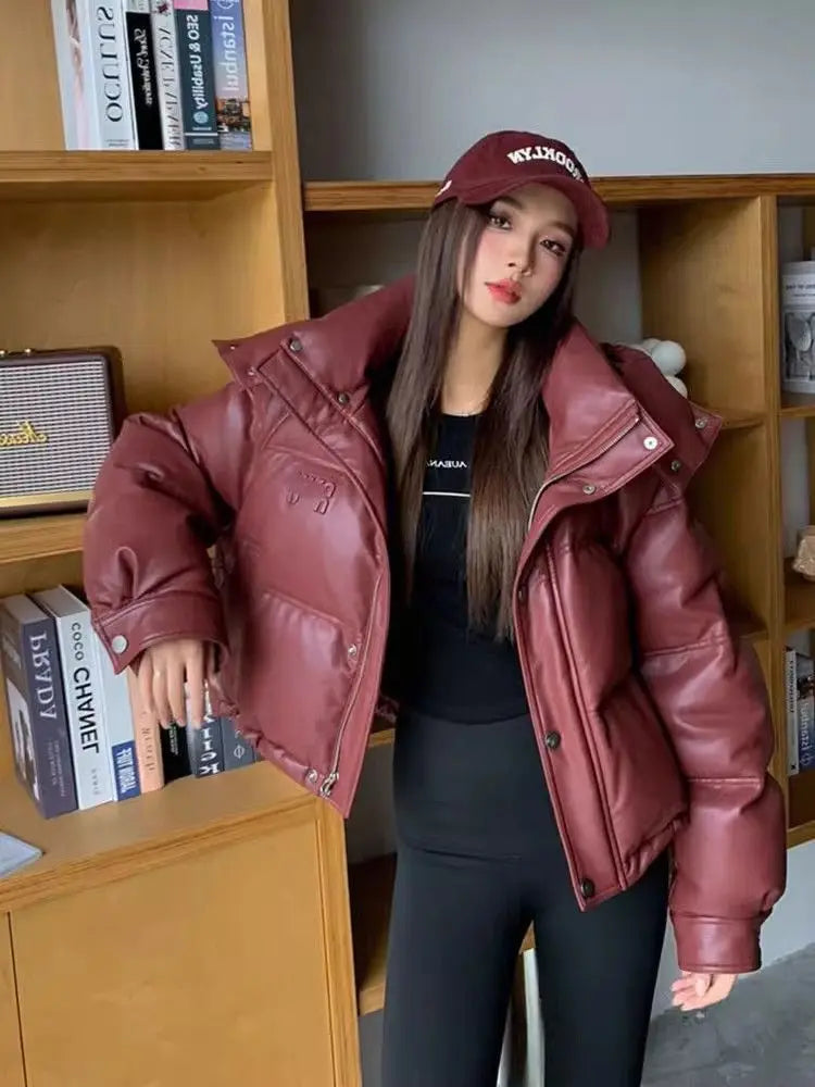 Women’s Winter Hooded Parka – Solid Color Long Sleeve Loose Fit Zipper Jacket with Pockets, Casual High Street Outerwear