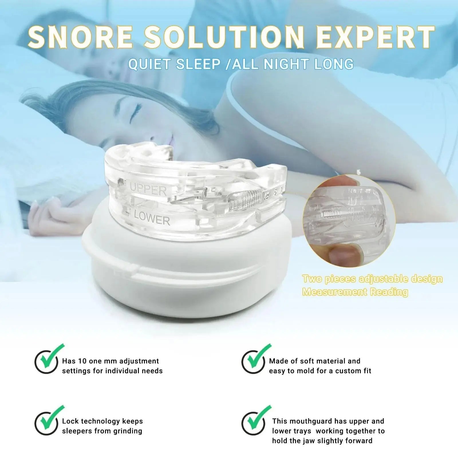Adjustable Anti-Snoring Mouth Guard  Mouthpiece Sleeping Devices Bruxism Snoring Stopper Improve Sleep Mouthpiece