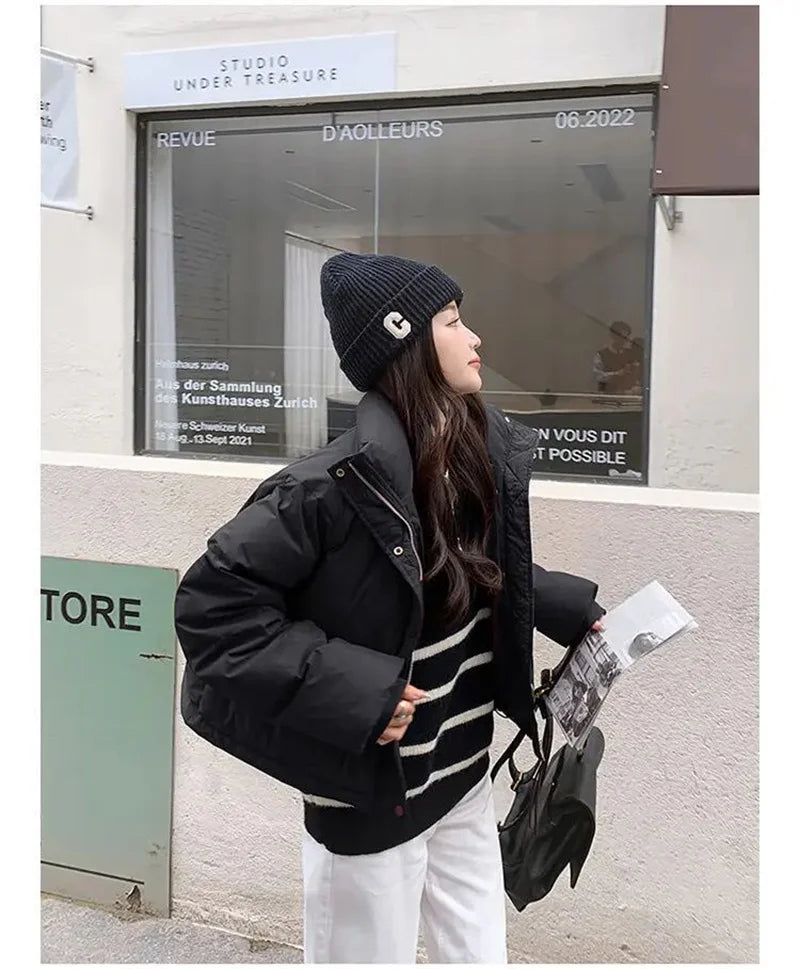 Women’s Lightweight Puffer Jacket – Spring & Autumn Short Bread Coat Down Cotton Parka Outerwear