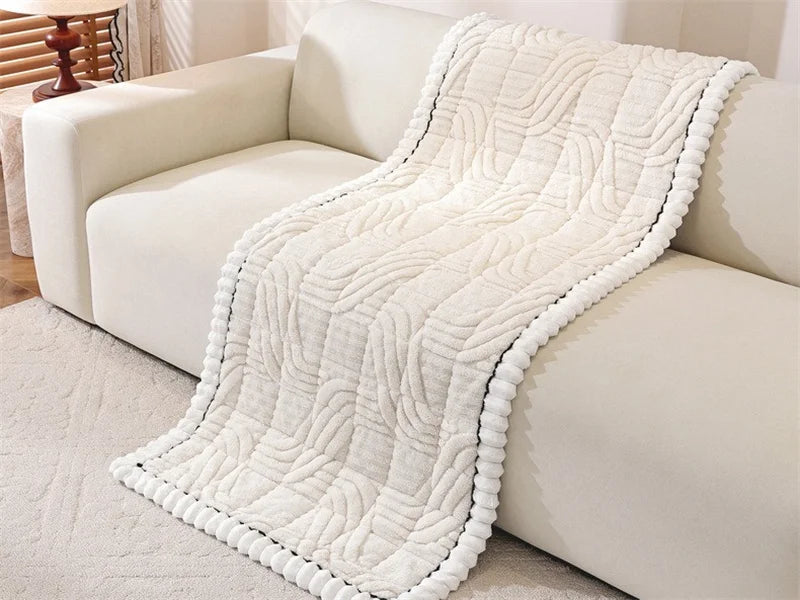 Thicken Plush Sofa Cover Winter Warm Non-slip Straight Couch Cushion Protector Cream Style Couch Slipcovers for Living Room