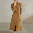SENTUBILA Women 100% Wool Long Wrap Coat 2025 Elegant Notched Collar Belted Warm Double Faced Woolen Winter Overcoat W24O43352