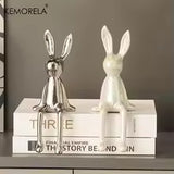 1 pièce en céramique lapin assis à longues oreilles ornements de chambre statue de luxe décoration de la maison accessoires haut de gamme art de la maison esthétique