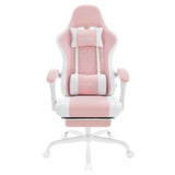 WOLTU Massage Gaming Chair Ergonomic Swivel Computer Gamer Office Chair with Pillow Footrest Adjustable Headrest Lumbar Support