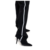 2025 Women's Euro-American Slim Stiletto Runway Boots - Striped Casual-Inspired Designer High Heel Fashion Footwear