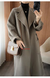 100% Pure Wool Double-Sided Cashmere Coat Women Winter New Mid-Length Loose Fashion Pockets Woolen Jacket Female Overcoat B551