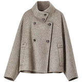 SENTUBILA 100% Wool Coat For Women Winter Jackets 2025 Stand Turtleneck Double Sided Short Outerwears Female Clothes