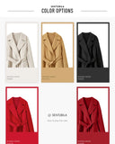 SENTUBILA Women 100% Wool Long Wrap Coat 2025 Elegant Notched Collar Belted Warm Double Faced Woolen Winter Overcoat W24O43352