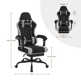 WOLTU Massage Gaming Chair Ergonomic Swivel Computer Gamer Office Chair with Pillow Footrest Adjustable Headrest Lumbar Support