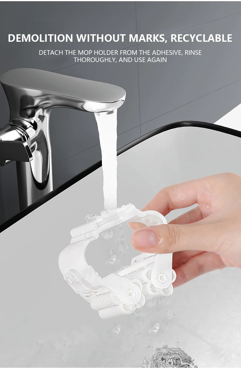 Multi-Purpose Hooks Adhesive Wall Hanging Mop Rack Broom Hanger Hook Kitchen Bathroom Organization Home Organizer Accessories