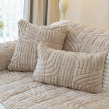Thicken Plush Sofa Cover Winter Warm Non-slip Straight Couch Cushion Protector Cream Style Couch Slipcovers for Living Room