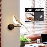 Nordic Touch Switch LED Wall Lamps for Bedside TV Background Gold Silver Magpie Bird  LED Wall Lights Wall Sconce for Corridor