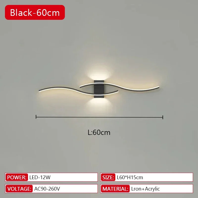 Modern Long Strip LED Wall Lamp – Remote Control Dimmable Wall Light for Living Room, Bedroom, Bedside & Home Interior Decoration