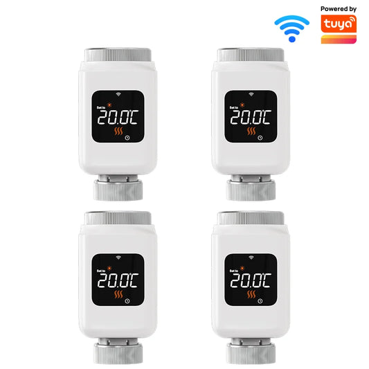 Tuya Smart WiFi Thermostatic Radiator Valve (TRV) – Programmable Temperature Controller with APP Remote Control, Compatible with Alexa & Google Home