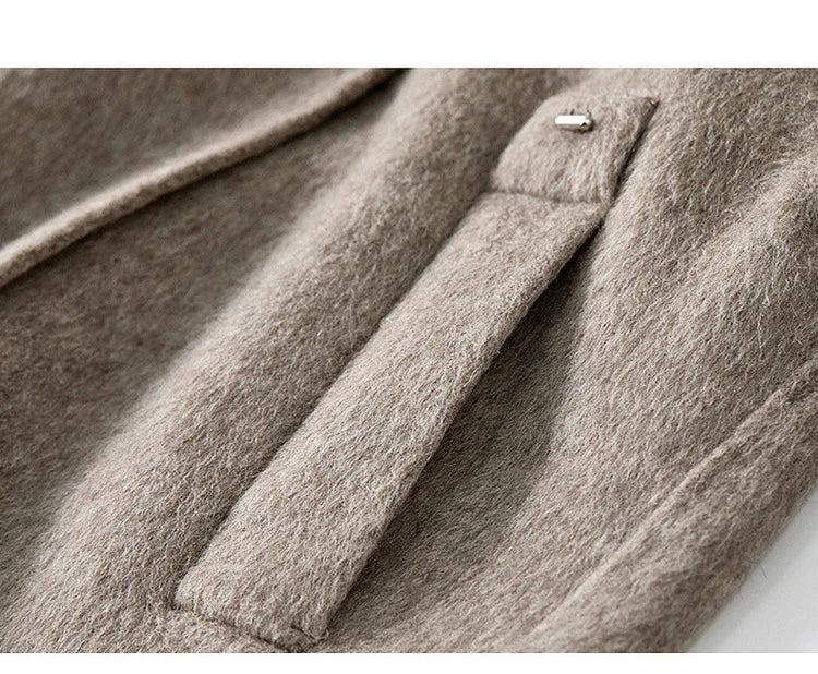 SENTUBILA 100% Wool Coat For Women Winter Jackets 2025 Stand Turtleneck Double Sided Short Outerwears Female Clothes