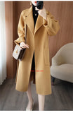 100% Pure Wool Double-Sided Cashmere Coat Women Winter New Mid-Length Loose Fashion Pockets Woolen Jacket Female Overcoat B551