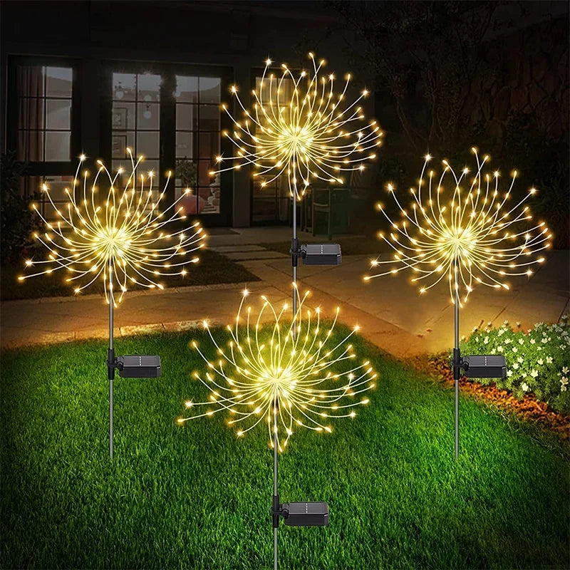 1/2/4Pcs Solar LED Firework Fairy Light Outdoor Garden Decoration Lawn Pathway Light For Patio Yard Party Christmas Wedding