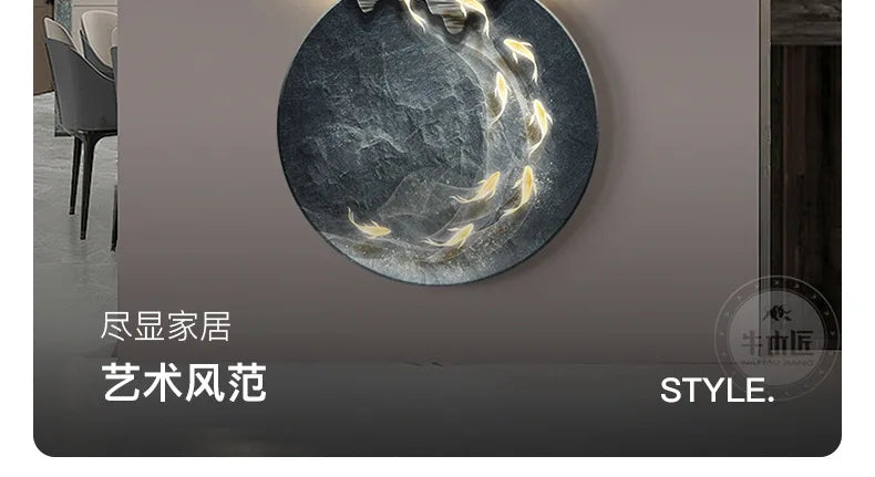 Background Landscape Painting Wall Lamp Chinese Creative Living Room LED Decor Light Corridor Remote Control Lighting Wall Lamps