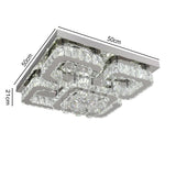 KOMORE Modern Fancy Crystal LED Flush Mount Ceiling Light Fixture, 68 W Cool White / Stepless Dimming for Office, Living Room