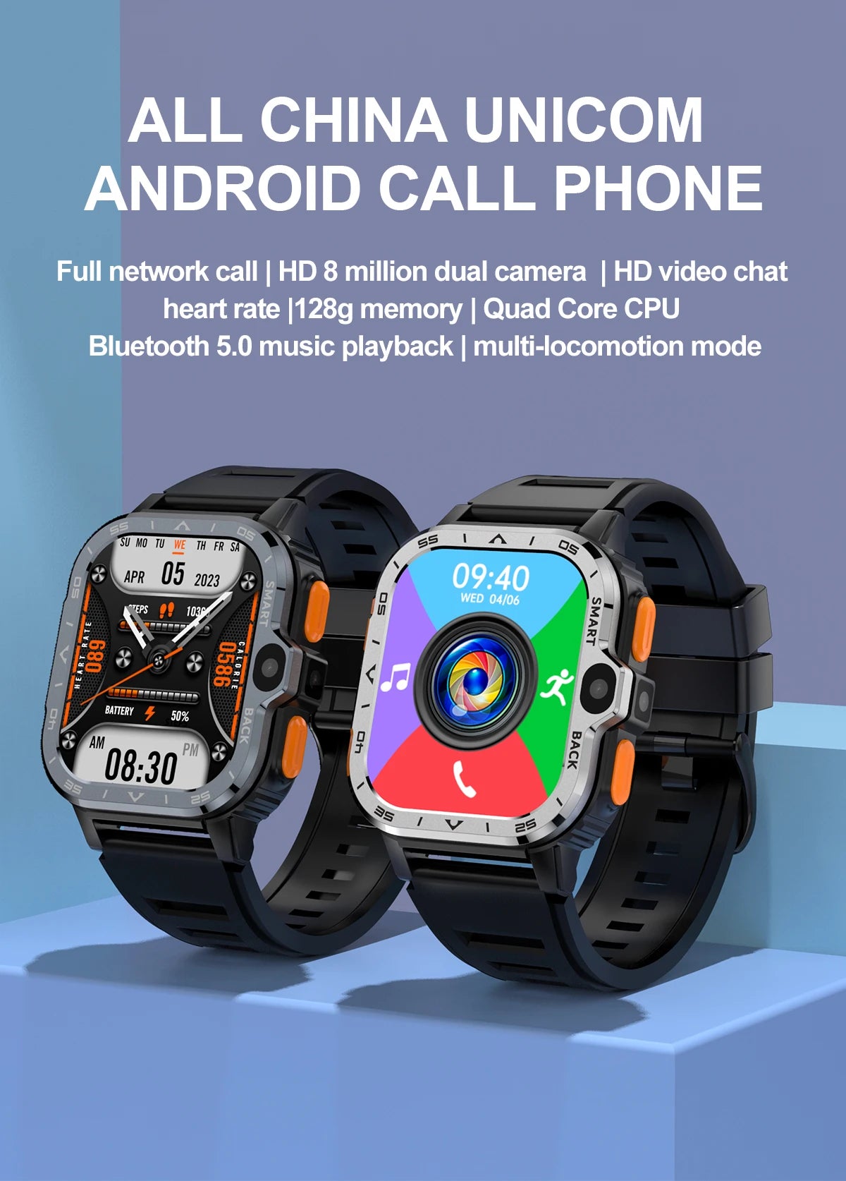 Valdus PGD Android Smart Watch for Men – 4G SIM GPS Smartwatch with Dual HD Cameras, 16GB/64GB Storage, NFC, WiFi & Fast Internet Access
