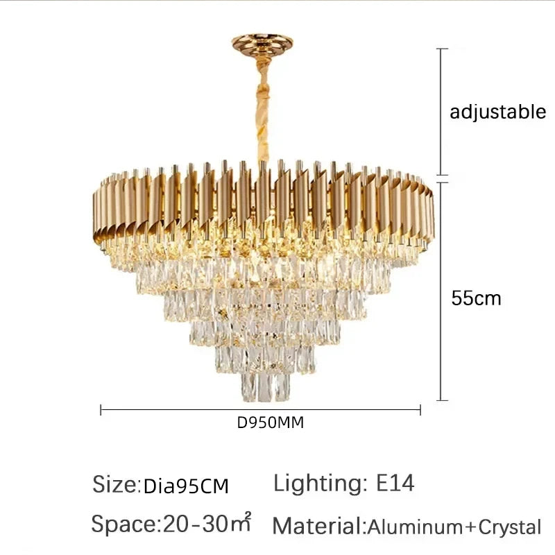 Creative Luxury Crystal Chandelier Rectangular Restaurant Pendant Lights Modern LED Living Room Lamp Lustre Home Elegant Fixture