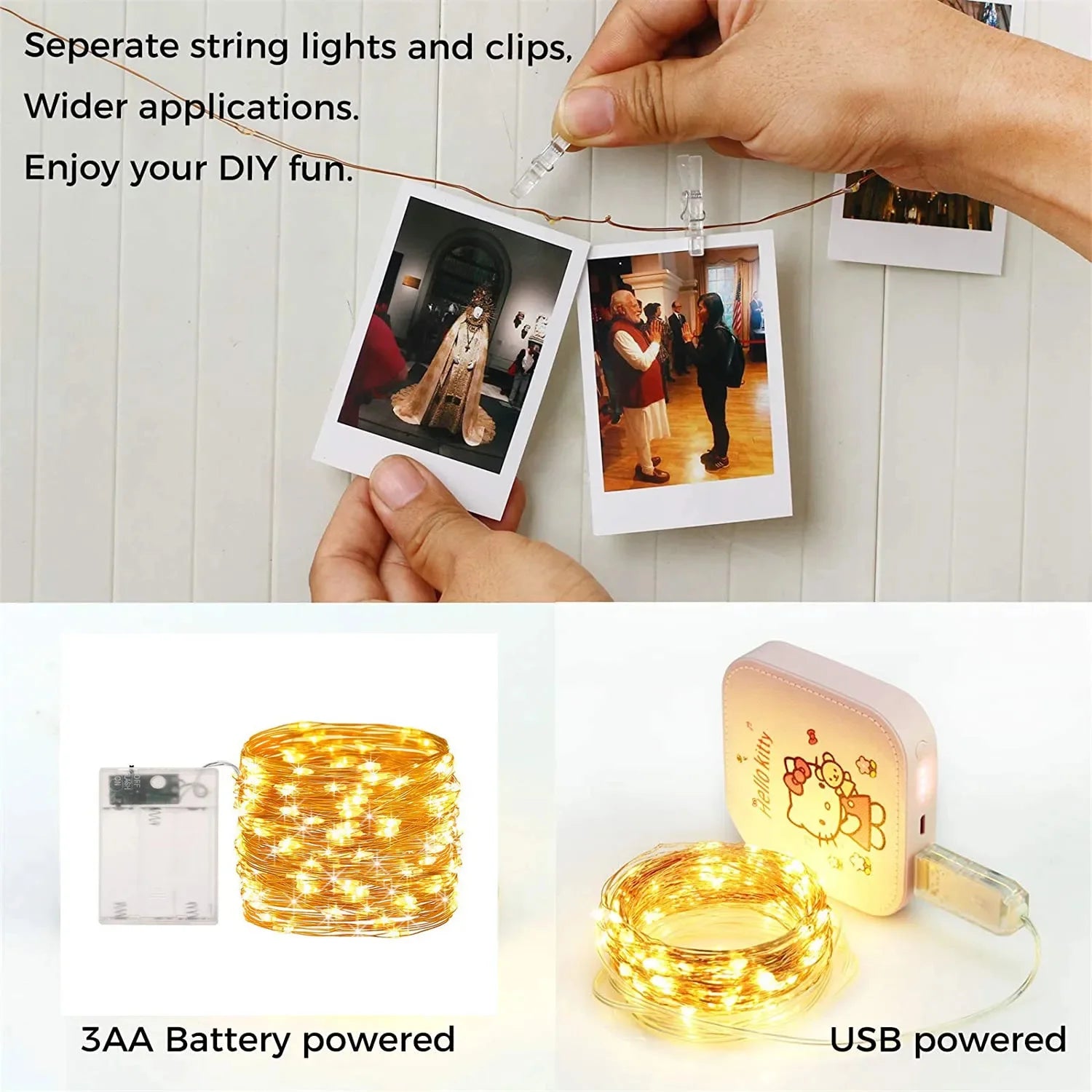 1pc Photo Clip Light String 2/5/10m 20/50/100led 10/30/50Clip Fairy Lights Fairy Lights Bedroom Wall Copper Wire Light String