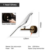 Nordic Touch Switch LED Wall Lamps for Bedside TV Background Gold Silver Magpie Bird  LED Wall Lights Wall Sconce for Corridor