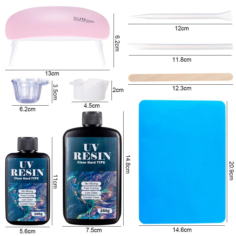 100g/250g Clear UV Resin Hard Type – One-Minute Fast Curing Epoxy Resin Glue for Casting Molds, Jewelry, Coating & DIY Crafts (UV/Solar Cure)