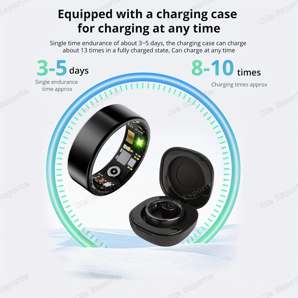 2025 Bluetooth Smart Ring – Heart Rate, Blood Oxygen & Sleep Monitor, Camera Control, 5ATM Waterproof Fitness Smart Ring for Men & Women