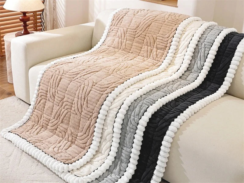 Thicken Plush Sofa Cover Winter Warm Non-slip Straight Couch Cushion Protector Cream Style Couch Slipcovers for Living Room