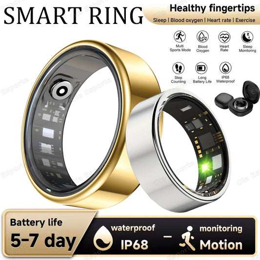 2025 Bluetooth Smart Ring – Heart Rate, Blood Oxygen & Sleep Monitor, Camera Control, 5ATM Waterproof Fitness Smart Ring for Men & Women