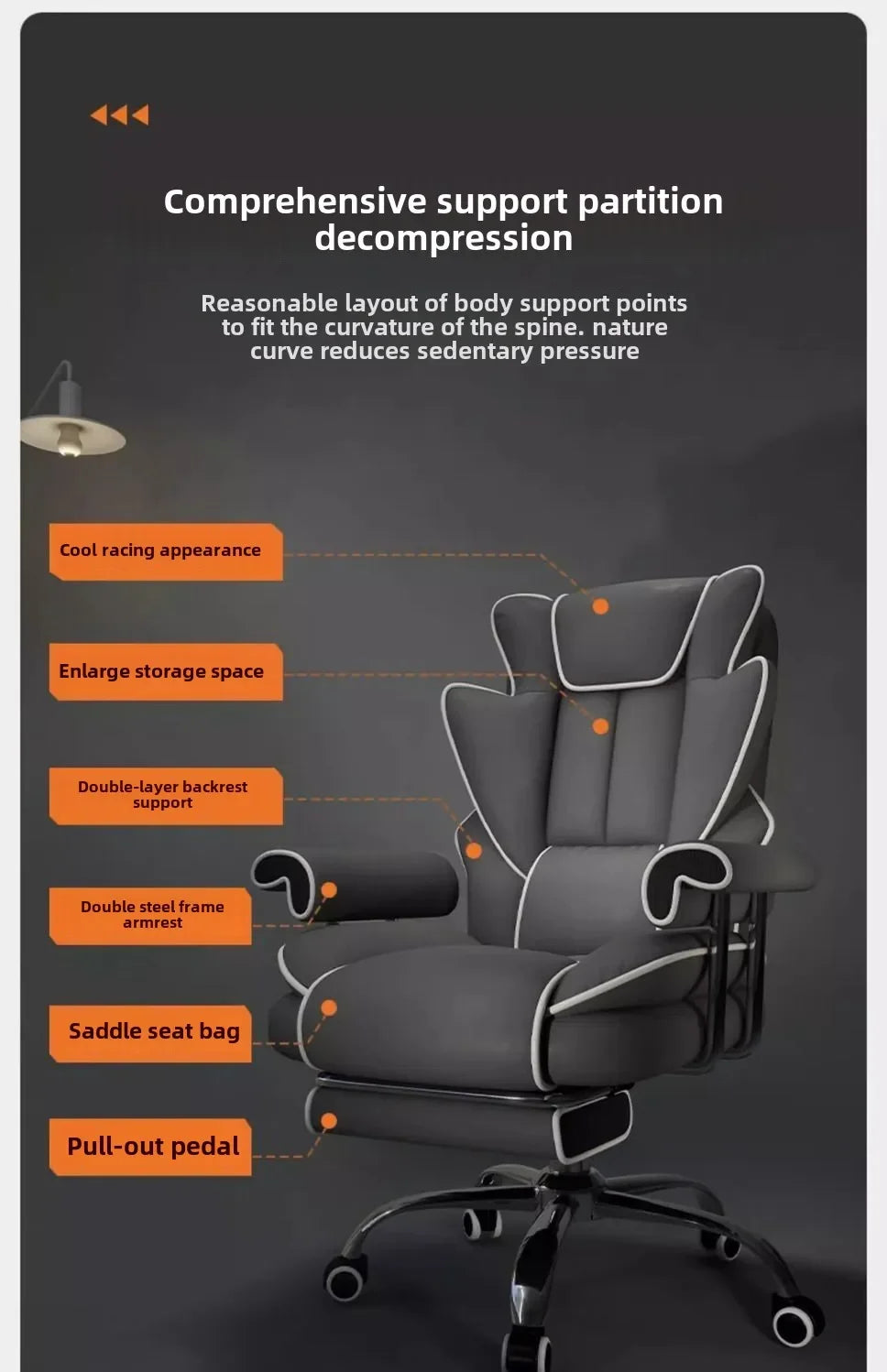 Gaming Chair Boys Comfortable Sedentary Home Computer Game Sofa Office  Study Backrest Reclining