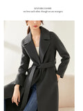 SENTUBILA Women 100% Wool Long Wrap Coat 2025 Elegant Notched Collar Belted Warm Double Faced Woolen Winter Overcoat W24O43352