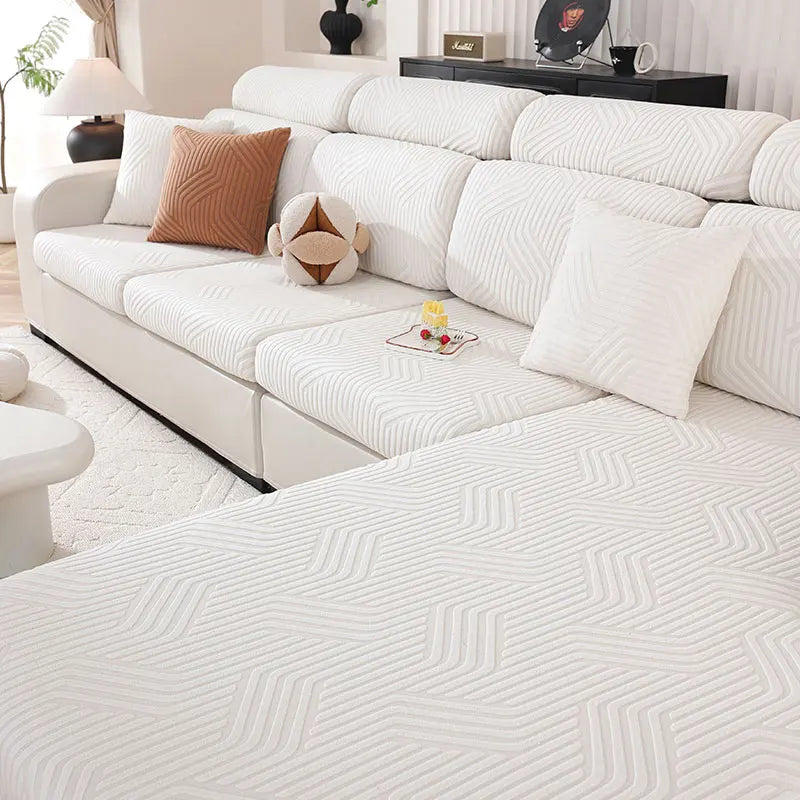 Thick Jacquard Sofa Cushion Cover Removable Machine Washable Furniture Protector Stretchable Office Living Room Home Decoration