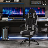 WOLTU Massage Gaming Chair Ergonomic Swivel Computer Gamer Office Chair with Pillow Footrest Adjustable Headrest Lumbar Support