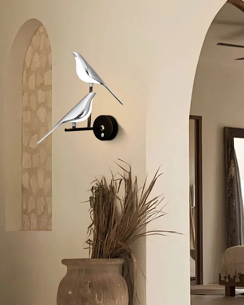 Nordic Touch Switch LED Wall Lamps for Bedside TV Background Gold Silver Magpie Bird  LED Wall Lights Wall Sconce for Corridor
