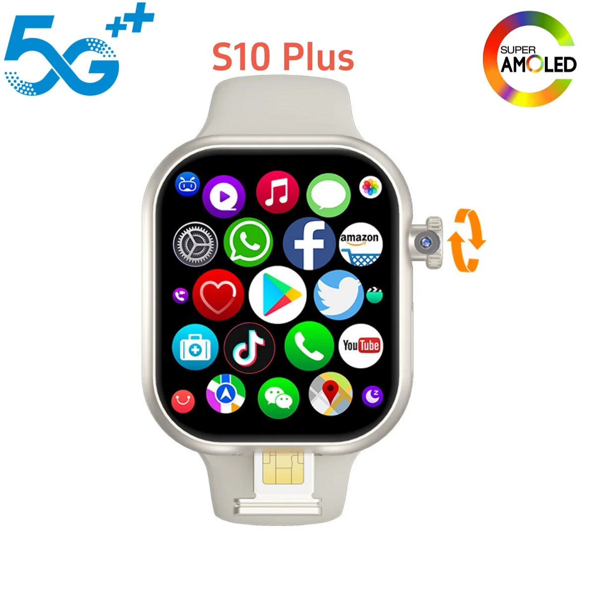 VP29 5G Android Smartwatch – 256GB Storage, 8MP Rotating Camera, 2.29” 490×580 AMOLED Display, GPS WiFi LTE SIM Smart Watch for Men & Women