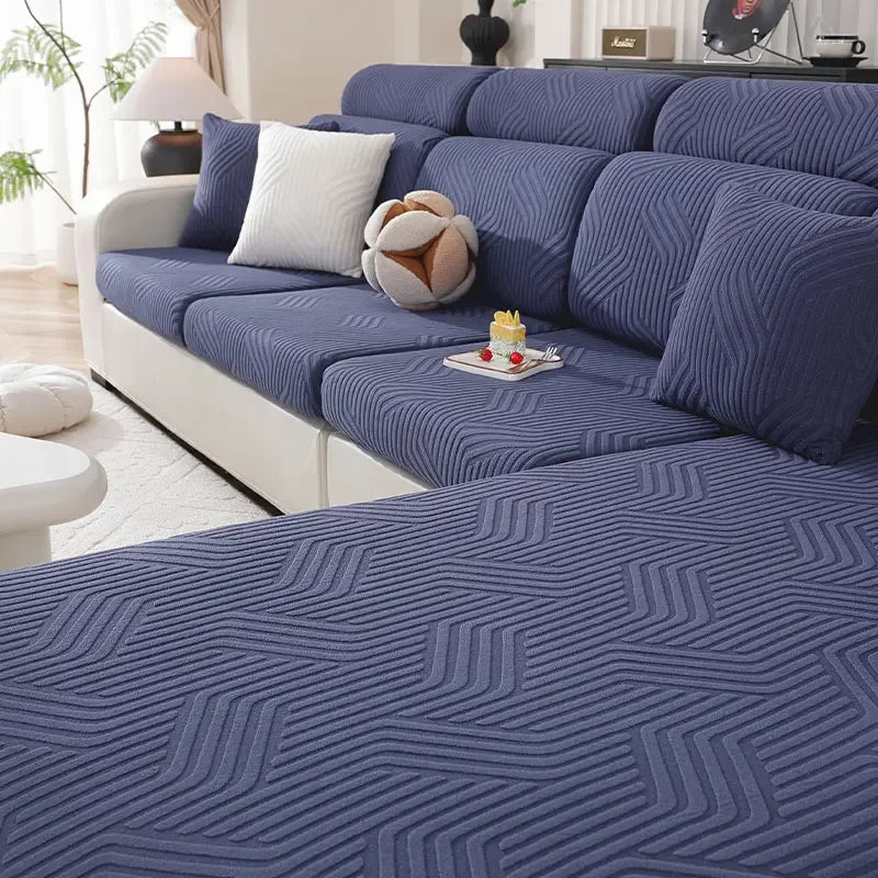 Thick Jacquard Sofa Cushion Cover Removable Machine Washable Furniture Protector Stretchable Office Living Room Home Decoration
