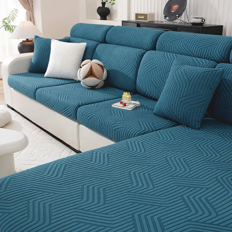 Thick Jacquard Sofa Cushion Cover Removable Machine Washable Furniture Protector Stretchable Office Living Room Home Decoration