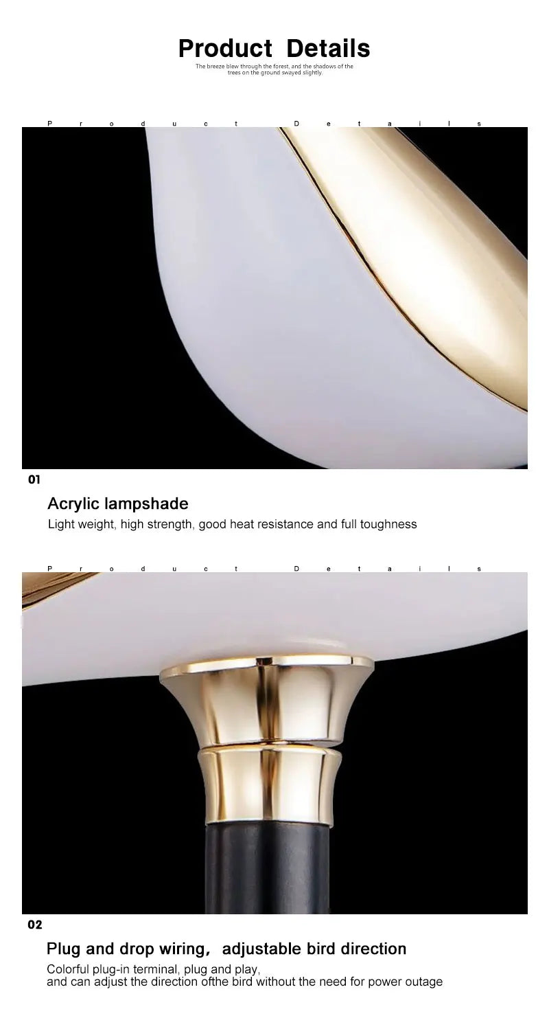 Nordic Touch Switch LED Wall Lamps for Bedside TV Background Gold Silver Magpie Bird  LED Wall Lights Wall Sconce for Corridor