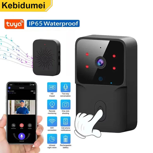 Tuya Smart WiFi Video Doorbell with Camera – Wireless HD Outdoor Security Door Bell, Motion Detection, IR Night Vision, Two-Way Audio & App Control (Works with Alexa & Google Home)