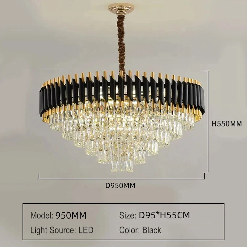 Creative Luxury Crystal Chandelier Rectangular Restaurant Pendant Lights Modern LED Living Room Lamp Lustre Home Elegant Fixture
