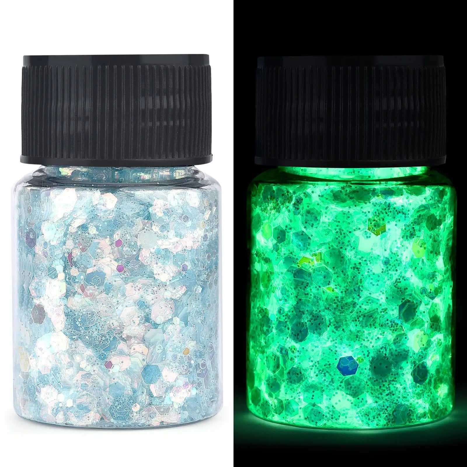 Luminous Glow-in-the-Dark Sequins – Hexagon Epoxy Resin Glitter Pigment for DIY Jewelry, Nail Art, and Silicone Mold Crafts