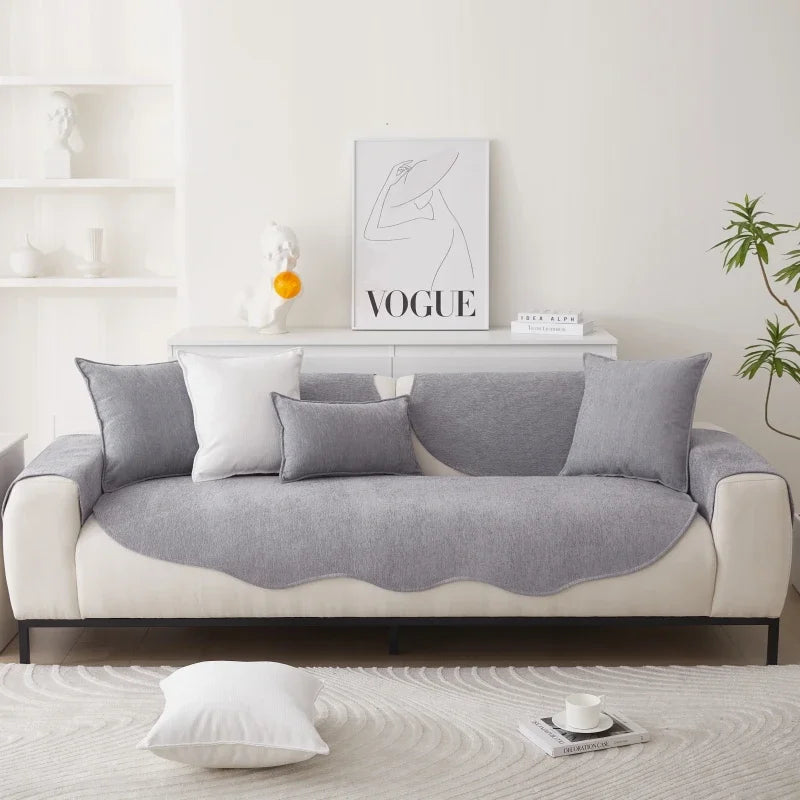 Chenille Non-slip Sofa Cushion Solid Color Sofa Cover Four Seasons Universal for Living Room Sofas 1PC All-Inclusive Towel 소파 쿠션