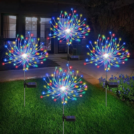 1/2/4Pcs Solar LED Firework Fairy Light Outdoor Garden Decoration Lawn Pathway Light For Patio Yard Party Christmas Wedding