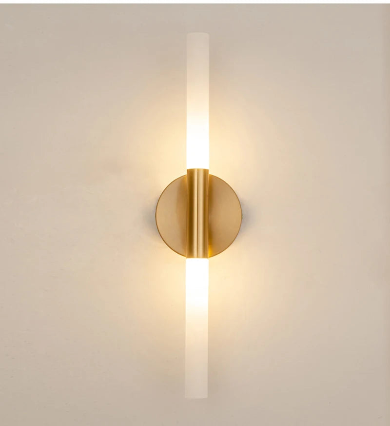 LED Bedroom Wall Lamp Wall Sconces Copper Line Pipe Acrylic Lampshade Indoor Lighting for Living Room Corridor Light Fixture